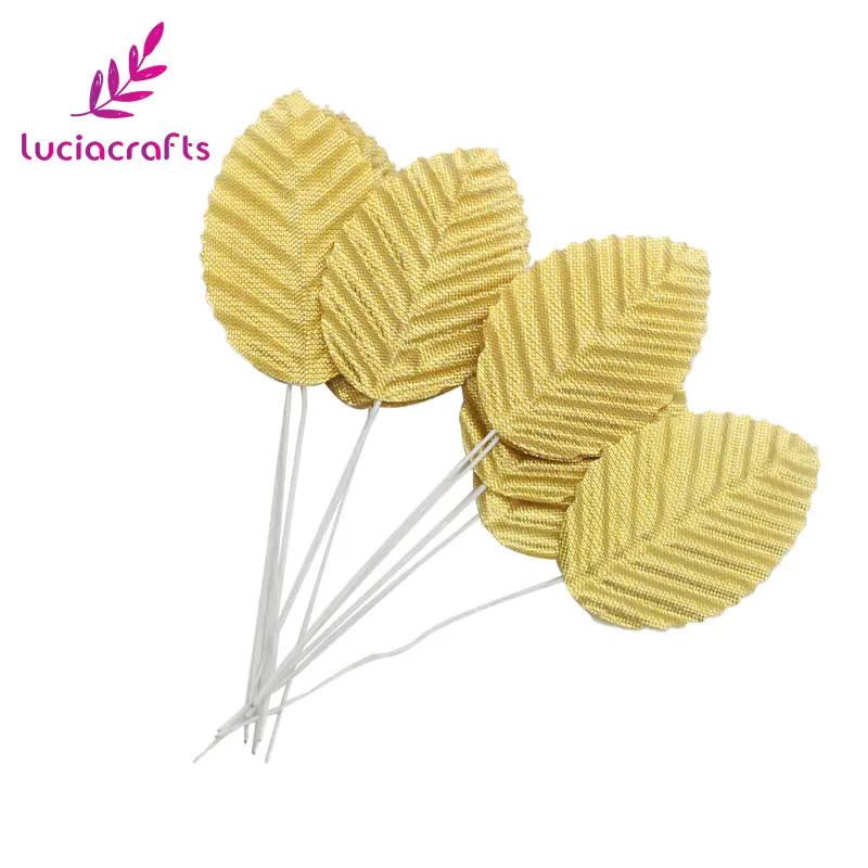 Gold Lucia crafts, приблизительно 4,8*3 см, искусственные листья, высокая имитация, нейлон, цветок, лист, сделай сам, свадебное украшение, 100 шт./лот, A0817 - Цвет: Gold