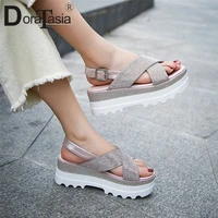 doratasia new fashion ins hot crystal ladies wedges high heels platform shoes woman casual comfortable summer sandals 2019