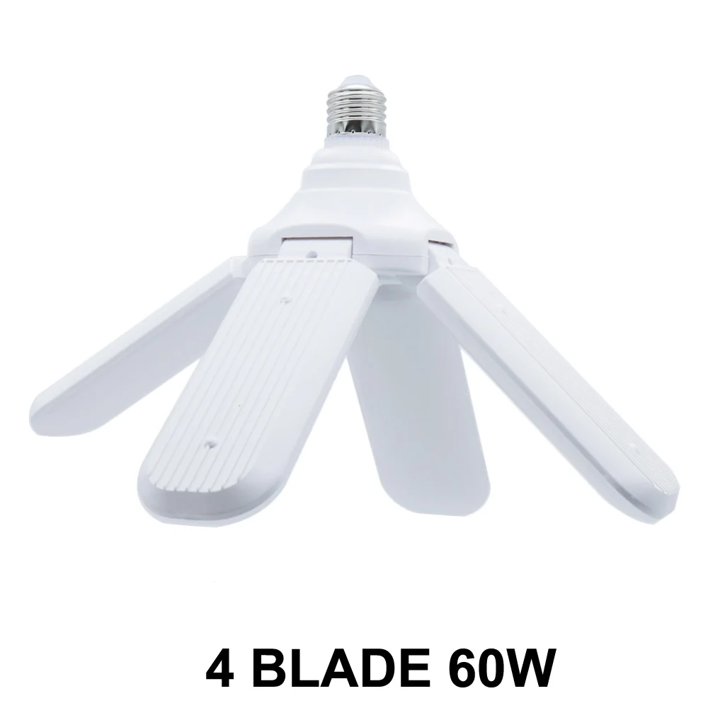 4 Blade 60W 96-265 в E27 светодиодная лампа складная лопасть вентилятора 30 Вт 45 Вт 60 Вт Светодиодная лампа супер яркий белый 6500K для внутреннего дома потолочный светильник - Испускаемый цвет: 4 Blade 60W