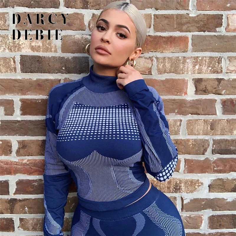Darcydebie Для женщин укороченные бесшовные с длинным рукавом спортивная одежда для