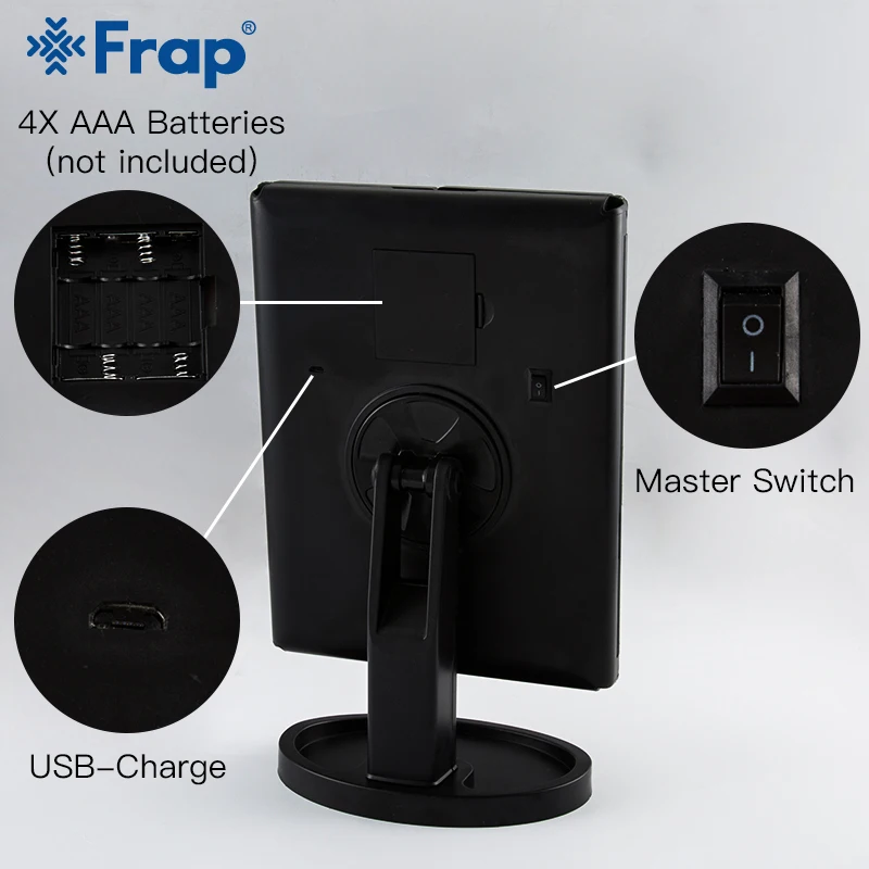 Frap 22 светодиодный зеркало для макияжа с лампой сенсорный экран 1X 10X Настольный столешница яркий регулируемый USB кабель или батареи использовать Y61009