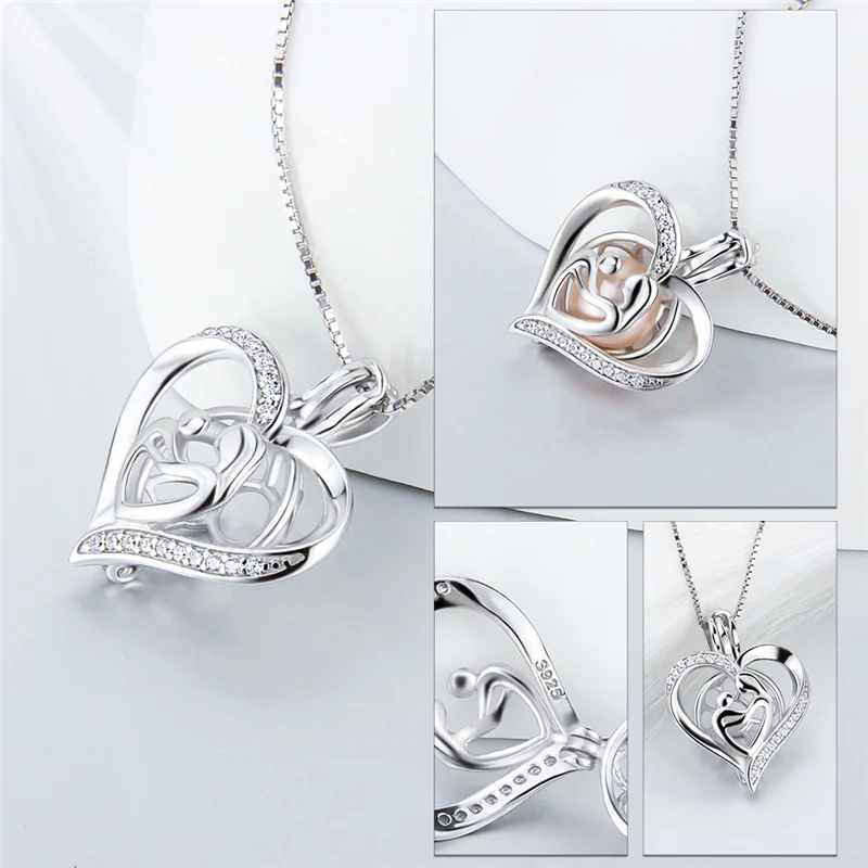 CLUCI Серебро 925 в форме сердца жемчуг кулон медальон для женщин ожерелье изготовление 925 пробы серебряный кулон подарок на день матери