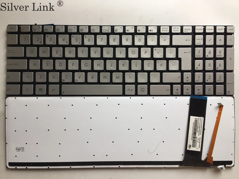 PO портативная клавиатура для ASUS N76 76VB N76VJ N76VM N76VZ с подсветкой Серебряная ноутбука