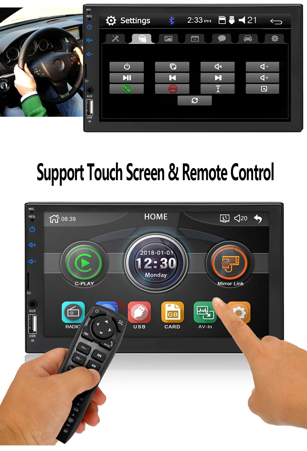 Carplay 2 din автомагнитола " HD плеер MP5 сенсорный экран цифровой дисплей Bluetooth Мультимедиа USB 2din Авторадио автомобильный резервный монитор