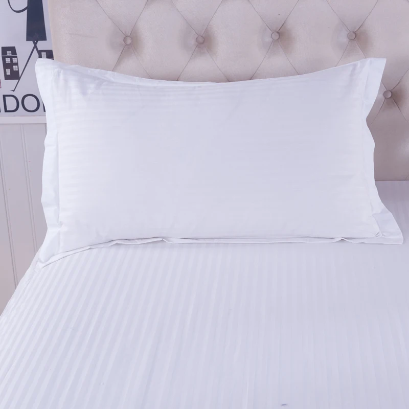 Белоснежный атлас полосы 4 Шт. пододеяльник + простыня наволочка 100% хлопок мягкий