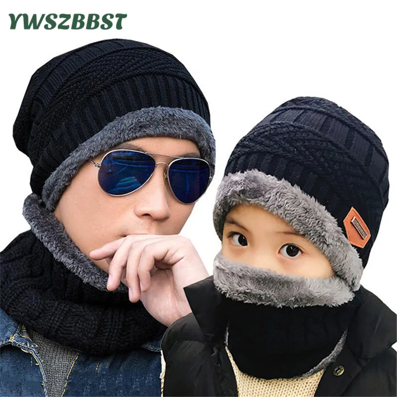 Новая модная зимняя детская шапка с шарфом теплая плюшевая для мальчиков и