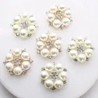 Лидер продаж! Пуговицы с жемчужинами цвета слоновой кости для украшений ручной работы, 10 шт., 28 мм, плоская задняя Стразы