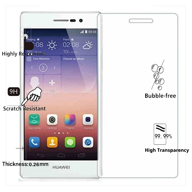 2.5D Закаленное стекло для Huawei Ascend P7 9H Высокое качество Взрывозащищенная защитная