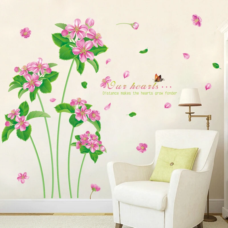[Fundecor] большие цветы Бабочка Грен трава виниловые diy настенные наклейки для