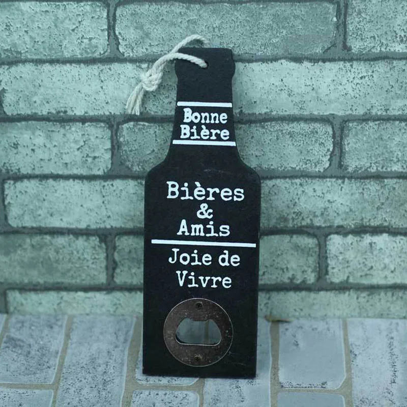 Black Bieres Многофункциональная открывалка для бутылок креативная форма бутылки вина Ретро деревянная открывалка для бутылок пива настенная подвесная домашняя Dcoration Abridor De - Цвет: Black Bieres