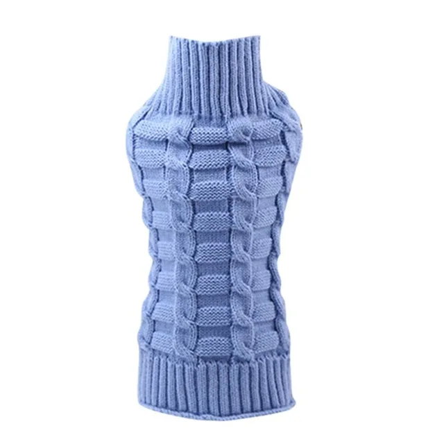 Winter Pet Dog Sweaters Classic Pullover Knit Twist Rope Striped Puppy Cat Chihuahua/Dachshund/Bulldog Small/Large Dog Clothes - Цвет: sky blue