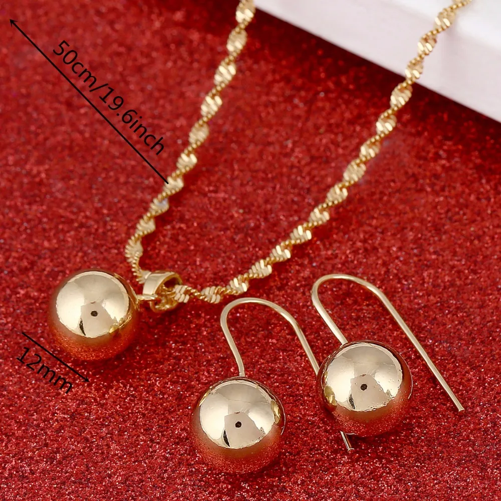 Комплекты украшений из бусин золотого цвета круглый шар подвеска на цепочке