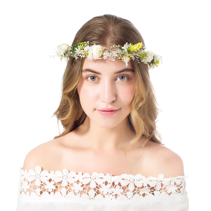Сушеный цветочный венок Babysbreath свадебная повязка на голову украшение для волос