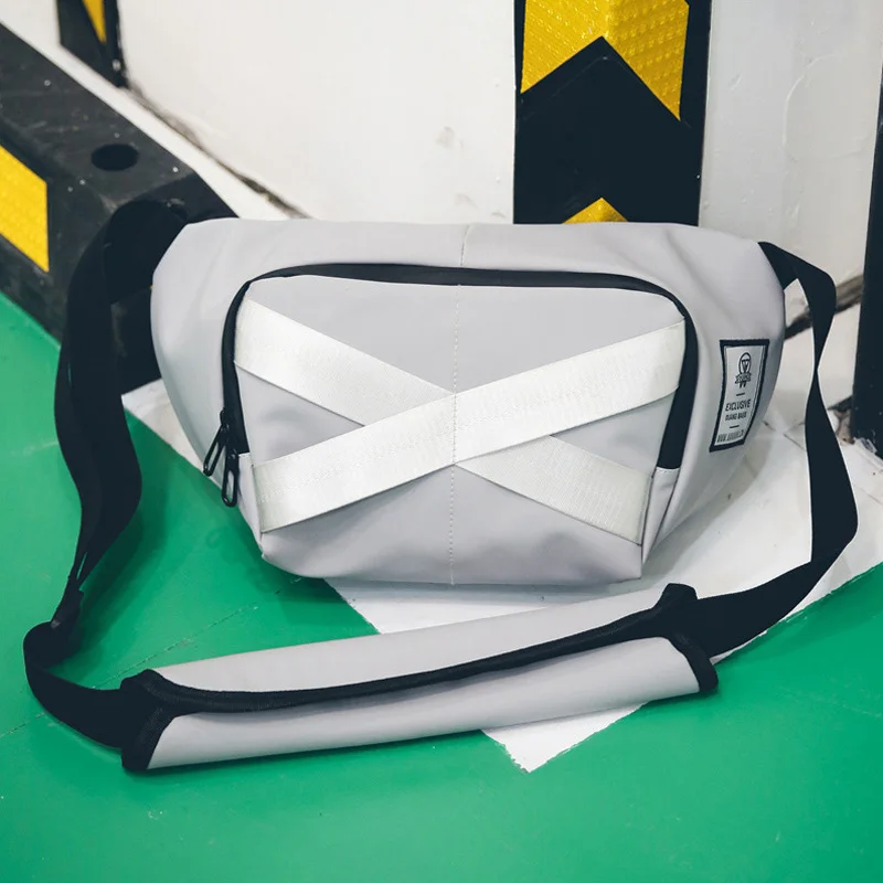 Light Gray Chest Bag Новая модная женская нагрудная сумка унисекс в стиле хип-хоп, трендовая сумка через плечо, сумка для отдыха и путешествий, женская сумка-мессенджер, одноцветная поясная сумка - Цвет: Light Gray Chest Bag