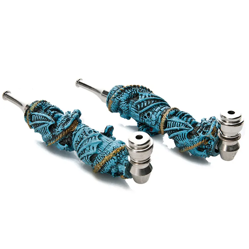 Трубка для табака с синим драконом 1 шт. смола + металлическая трубка курения