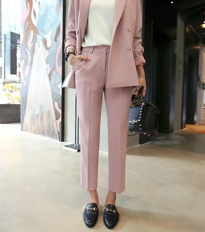 LISM розовые женские блейзеры брючные костюмы Верхняя одежда модные рабочие