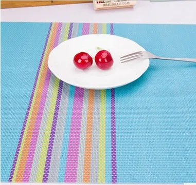 4 Pcs/lot Stripe Placemat fashion pvc dining table mat disc pads bowl pad coasters waterproof cloth slip-resistant | Дом и сад
