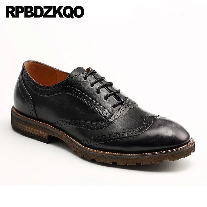 Оксфорды wingtip мужские из натуральной воловьей кожи официальные Туфли броги на