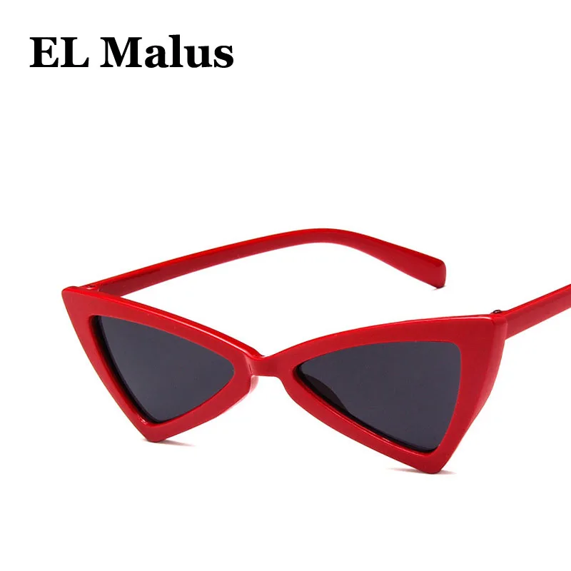 

[EL Malus]Cat Eye Frame Sunglasses Women Sexy Ladies Retro Vintage Silver Black Red Triangle Sun Glasses Female Eyewear Driving