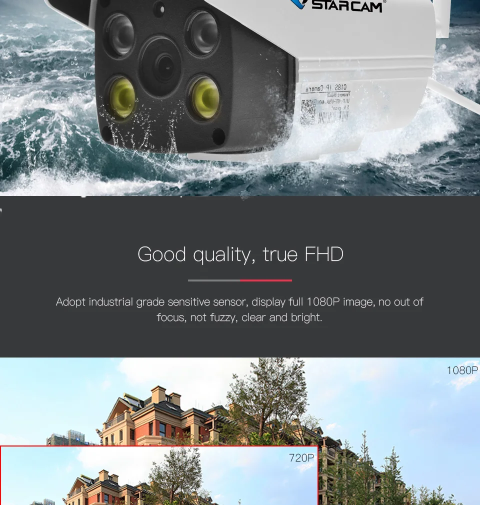 Vstarcam c18s Wi-Fi IP камера HD 1080P Безопасность водонепроницаемый открытый полноцветный ночного видения Инфракрасный охранный модуль Bulllet камера p2p