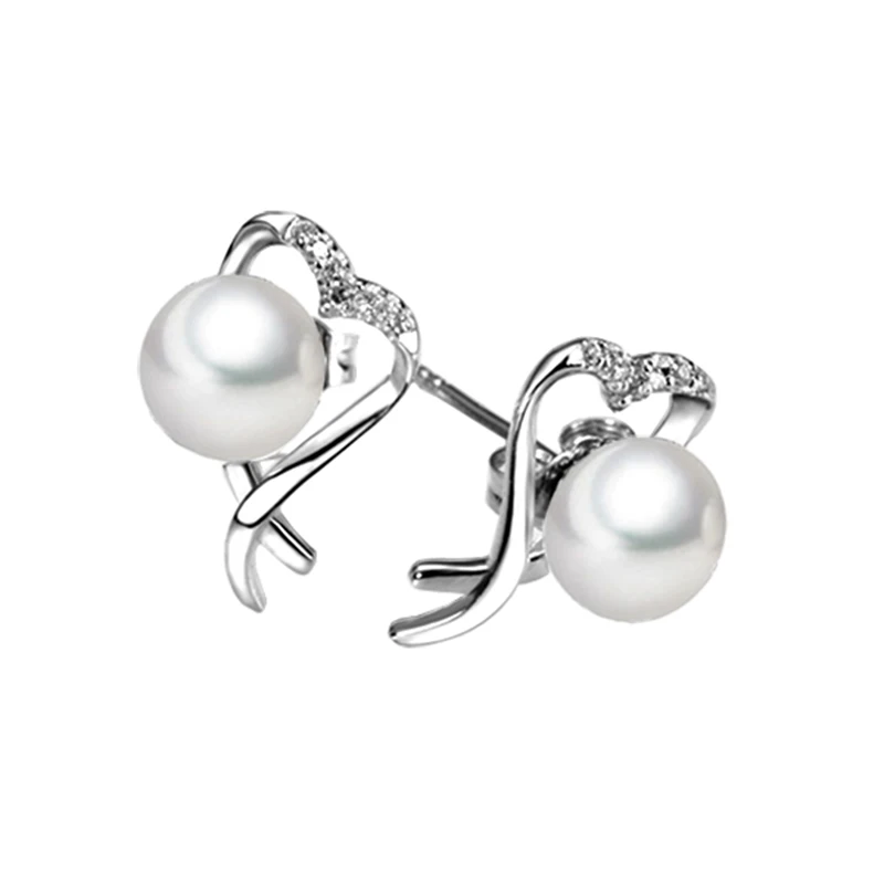 

Sinya pearl stud earrings 925 sterling silver fine jewelry Freshwater pearl cubic zirconia earrings for women mother gift