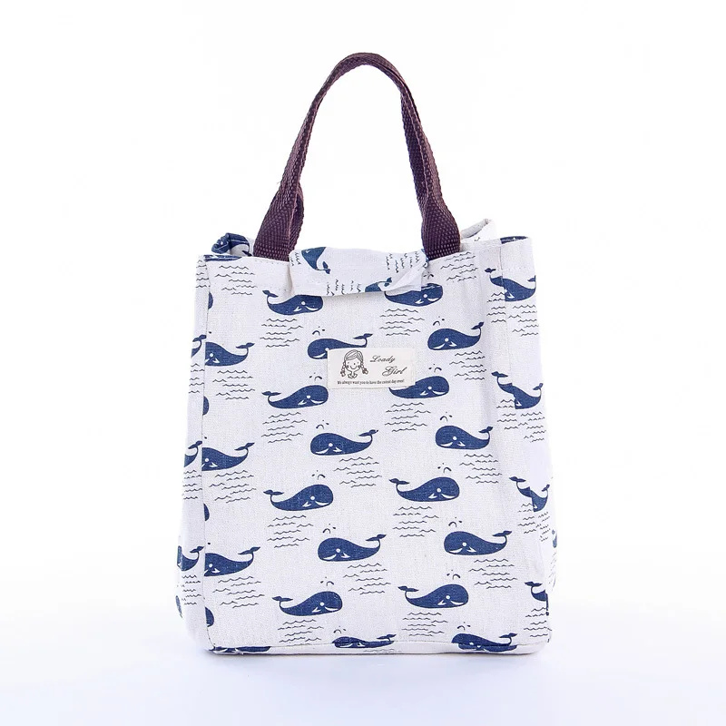 Whale Школьная теплоизоляция Горячая для студентов обеденная сумка кухонные принадлежности Холст Открытый 1 шт мультфильм - Цвет: Whale