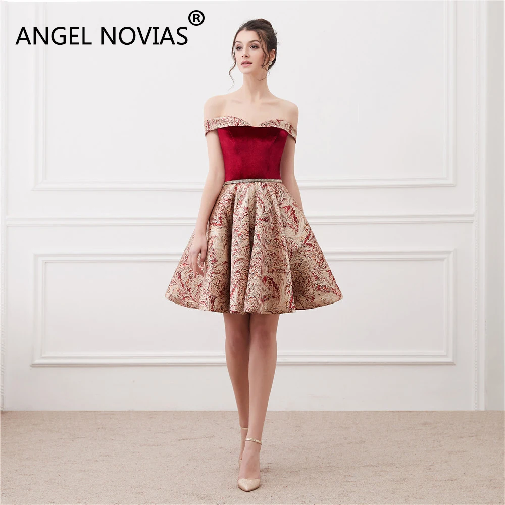 

Angel Novias Real Picture Sexy Burgundy Mini Cocktail Dress 2022 Lace Up Prom Gown Vestidos De Gala Cortos De Noche