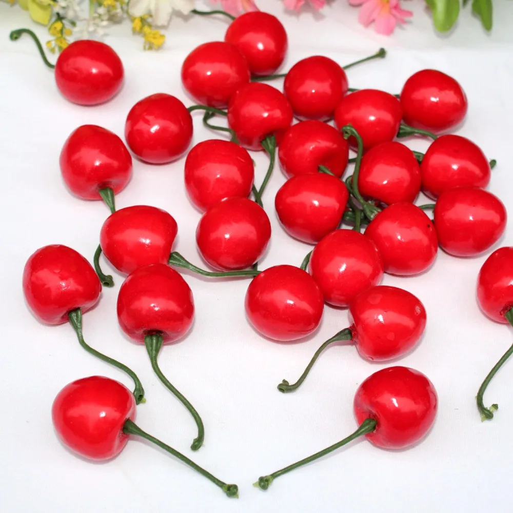 20Pcs Mini Simulation Small Cherry Foam Plastic Fake Artificial Fruit Model Party Kitchen Wedding Christmas Tree Decoration | Дом и сад