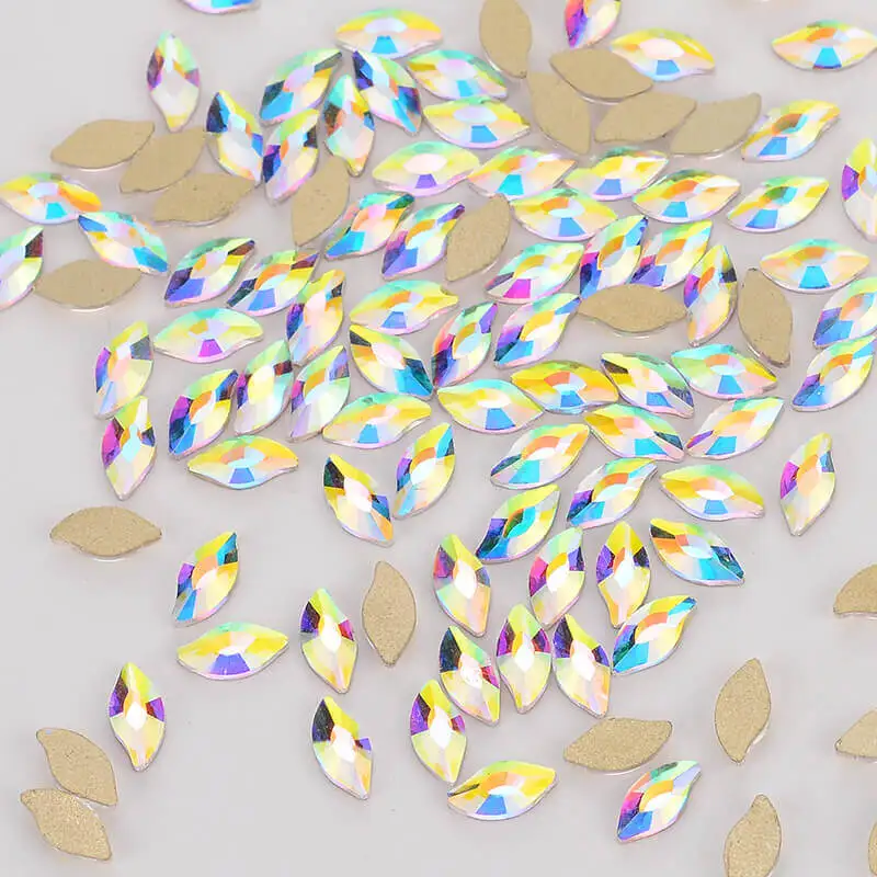 

144Pcs 4*8mm Mermaid Shape Crystals AB Flatback Fancy Rhinestones Horse Eye Crystal Glass Stones Scrapbook Strass for DIY Craft