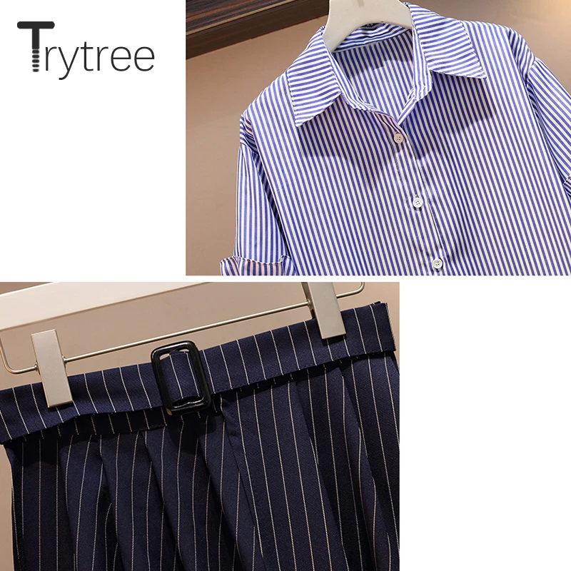 Женский комплект из двух предметов Trytree летняя блузка в полоску с рукавом