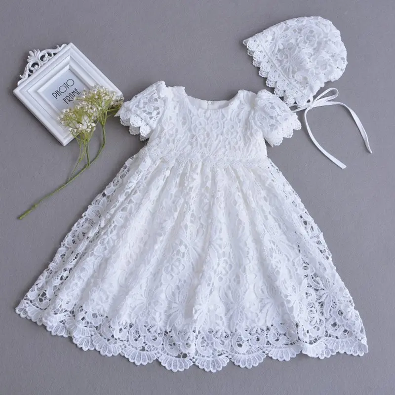 Длинное детское платье белое свадебное кружевное для крещения 2018 vestidos новая