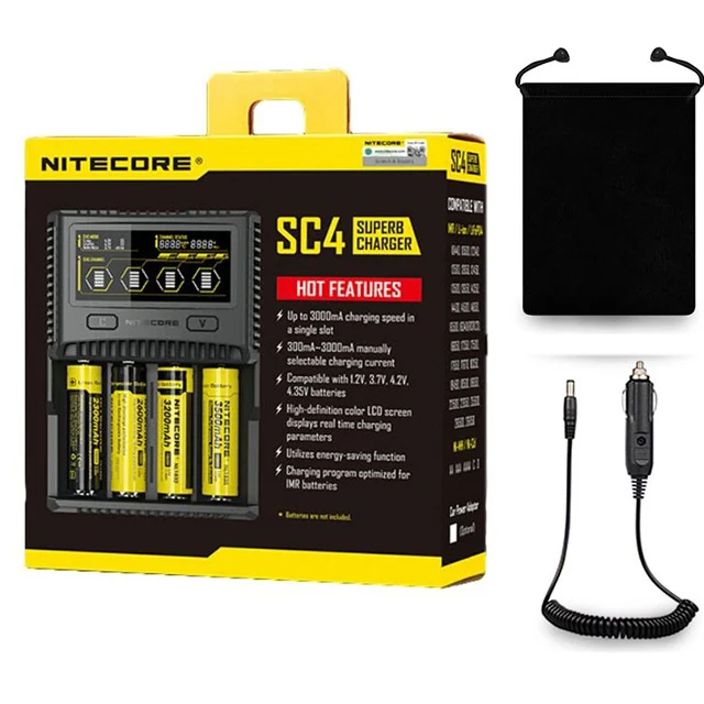 Официальный Nitecore UM4 UM2 SC4 USB QC зарядное устройство интеллектуальная схема глобальная страховка Li-Ion AA AAA 18650 21700 26650 - Цвет: SC4 Kit