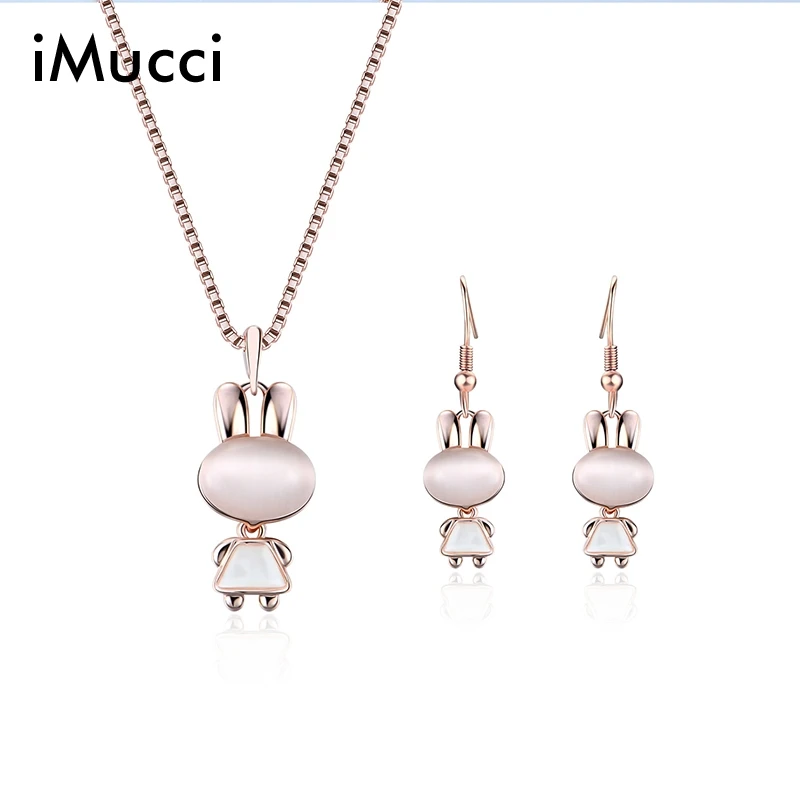 IMucci/золото Цвет кулон Цепочки и ожерелья Стад Серьги Набор для Для женщин мода