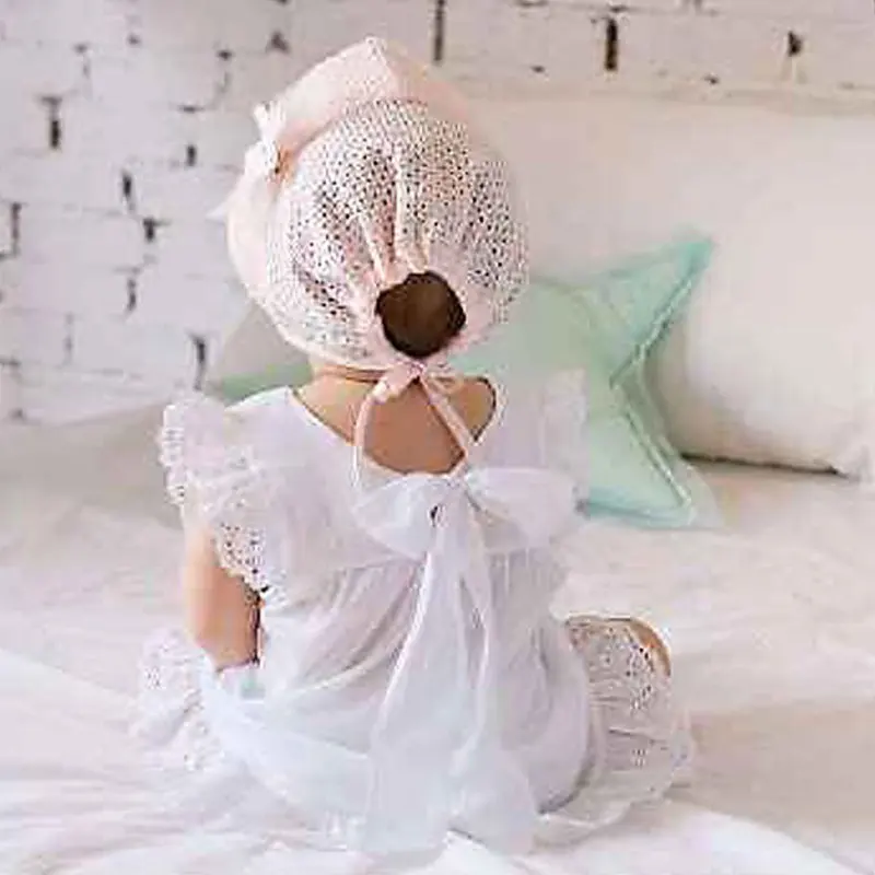 

Hot 1Pcs Lovely 2Colors Soft Princess Hat Baby Girl Beanies Cap Sun Hats Newborn