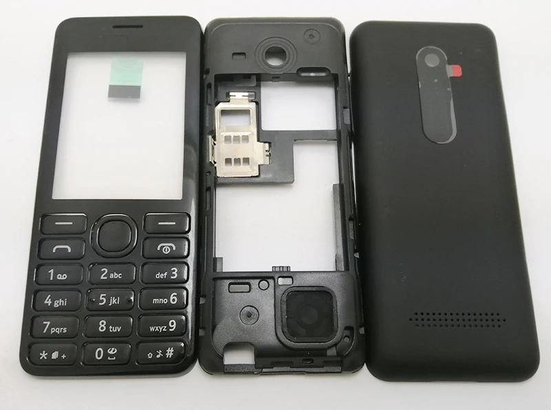 Оригинальный черный чехол с полным корпусом и клавиатурой для Nokia 206 отверткой