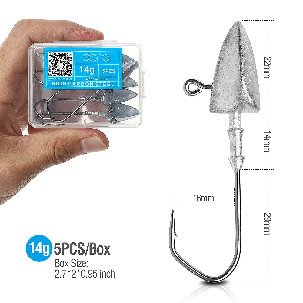 5pcs 14g DONQL 5 шт./кор. приманка со свинцовым рыболовного крючка колючий Jig Head рыболовный крючок для Мягкая приманка в виде червей 3,5g 5g 7g 10g 14 г, 20 г, карп набор рыболовных крючков - Цвет: 5pcs 14g