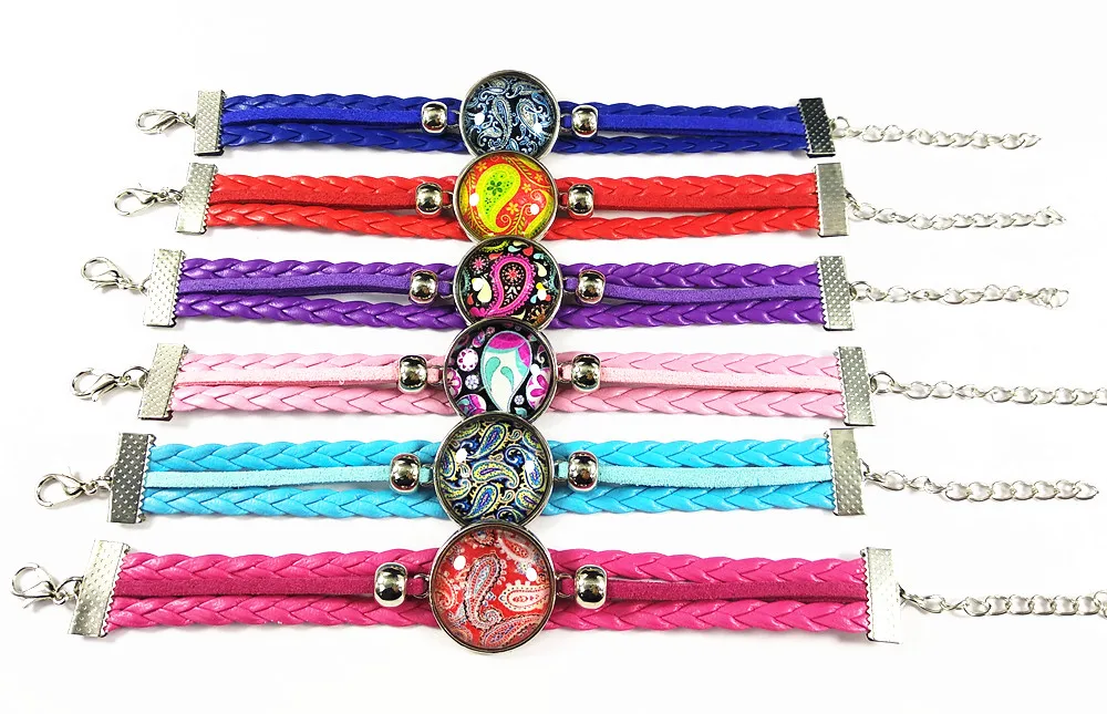 24 шт. красная синяя розовая роза бандала Пейсли цветок кешью стеклянный кабошон