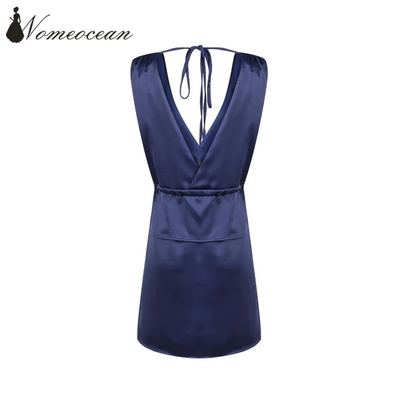 Погружаясь платье Sexy v-образным вырезом Low-Cut Drawstring талии бренда Платья для женщин