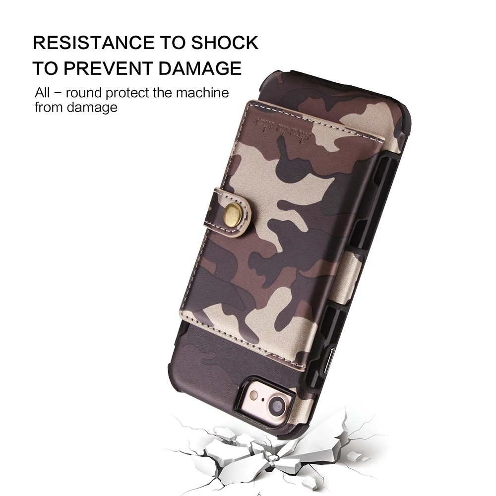 Чехол для телефона Amy Camo iphone XS Max XR 8 7 Plus кожаный чехол-кошелек чехлы 6 6s камуфляжный