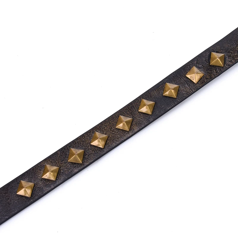 Коричневый винтажный ошейник из натуральной кожи для БДСМ с заклепками в стиле