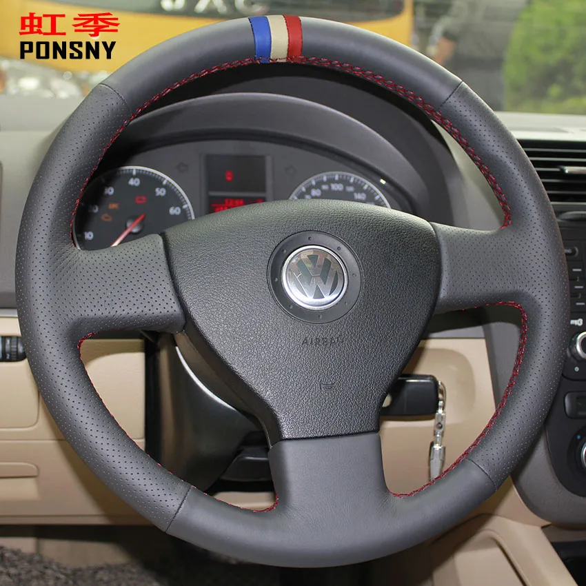 PONSNY искусственная кожа для Volkswagen СТАРЫЙ VW Golf Polo Sagitar Lavida 2010 черный|Чехлы на руль| |