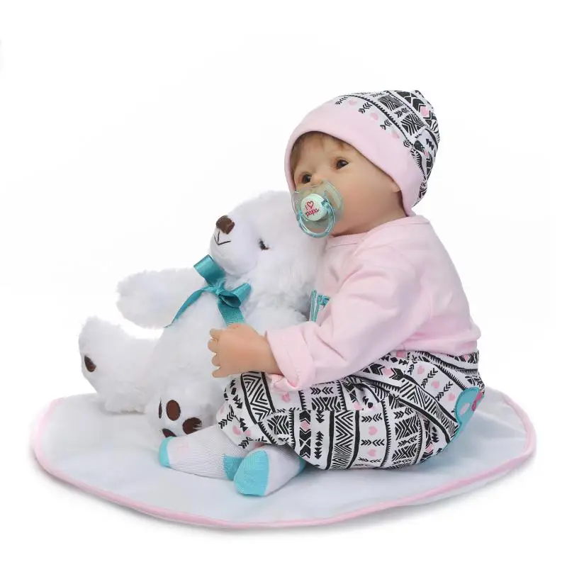 Npk dolls Bebes reborn 22 "55 см силиконовые куклы для новорожденных девочек с белым
