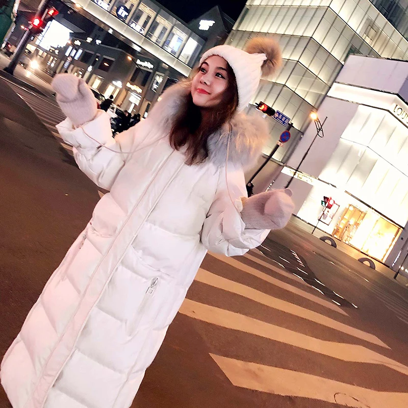 Зимнее хлопковое пальто женское 2019 Новое Белое теплое с капюшоном парки тонкий