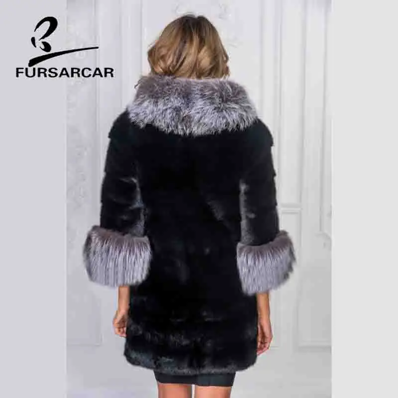 FURSARCAR 2020 Новое модное пальто из натурального меха норки с воротником серебряной