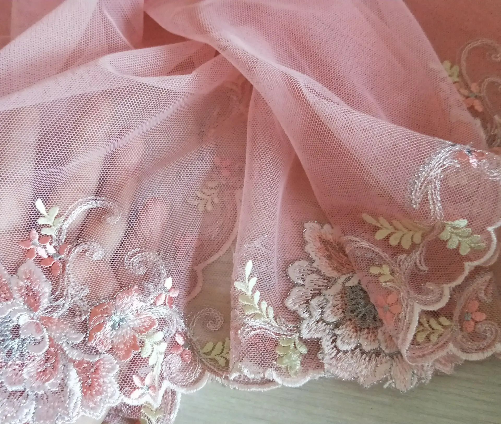 Кружевная отделка из тюля с цветочной вышивкой Ширина 13 дюймов 2 ярда|Кружево| |