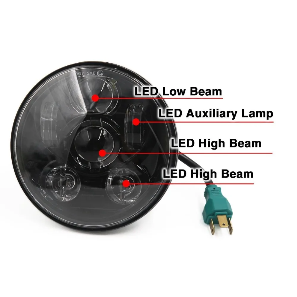 5.7&quot LED Headlight Black for Harley Motorcycle 883 Sportster Triple Low Rider Wide Glide Headlamp Projector Driving Light 1PCS |