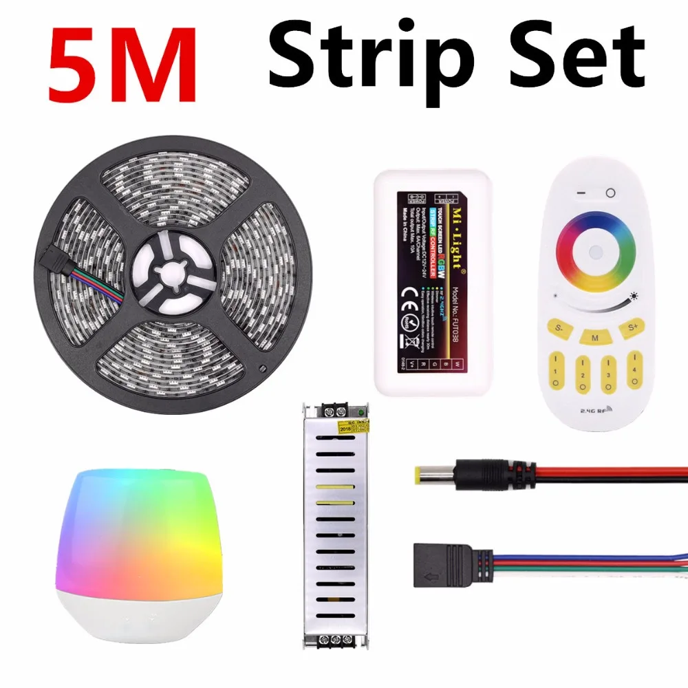 Mi Light Wi Fi Светодиодная лента 5050 RGBW RGBWW RGB 5 м 10 15 20 DC 12 В светодио дный в светодиодная