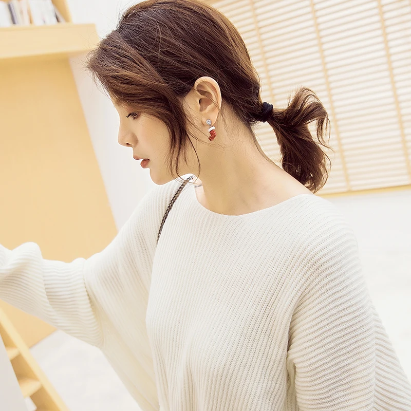 Серебряные серьги 925 пробы женские теплые Романтические Рождественские сережки