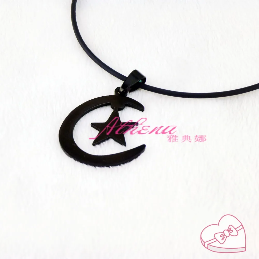 Ожерелье из нержавеющей стали с подвеской в виде черных звезд и луны новинка 2015