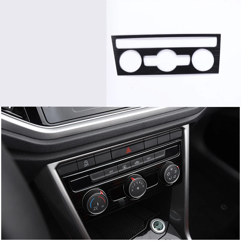 

lsrtw2017 stainless steel car air conditioner panel trims decoration for volkswagen t-roc 2017 2018 2019 2020